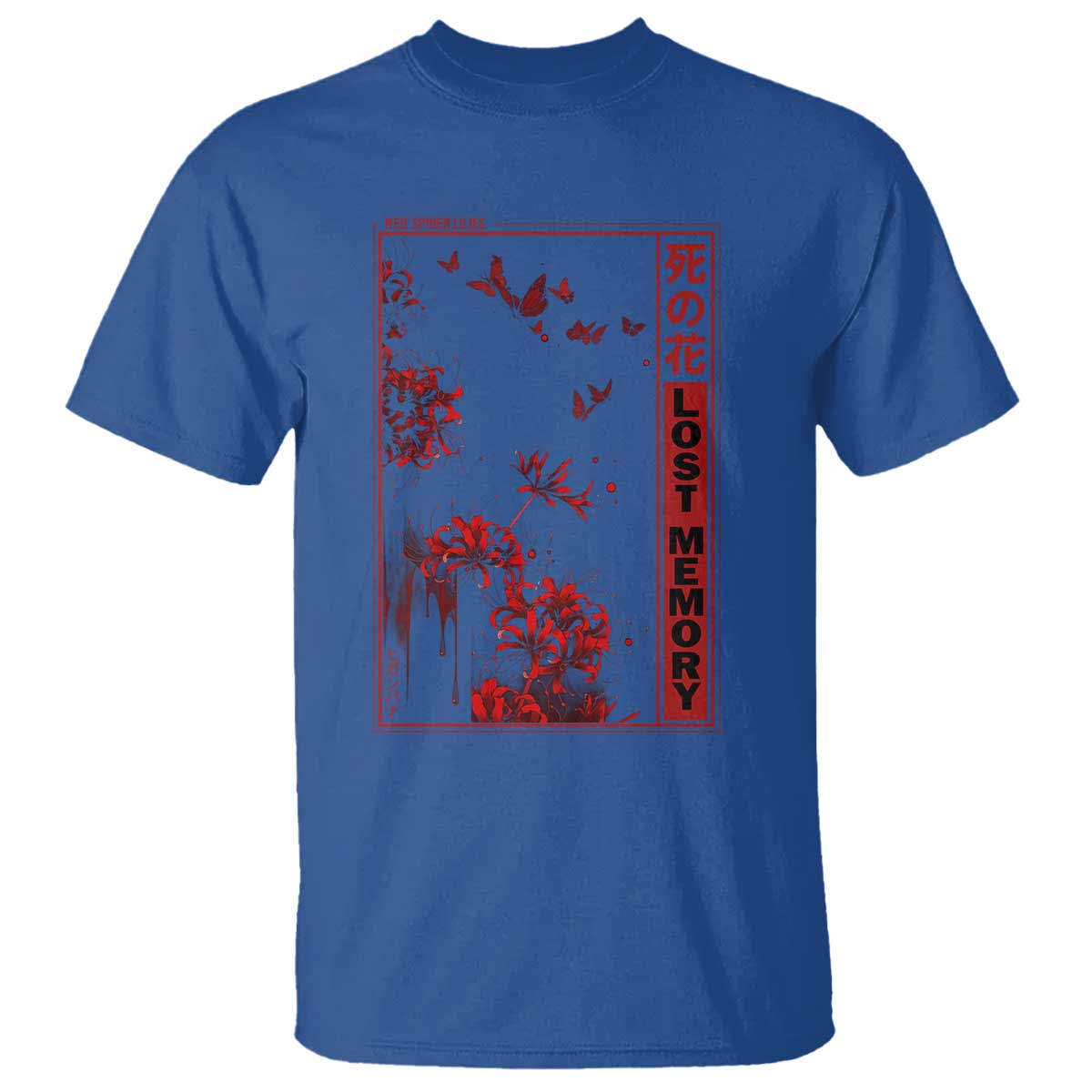 Japanese Spider Lily T Shirt Soft Grunge Anime Aesthetic Flower TS10 Royal Blue Print Your Wear