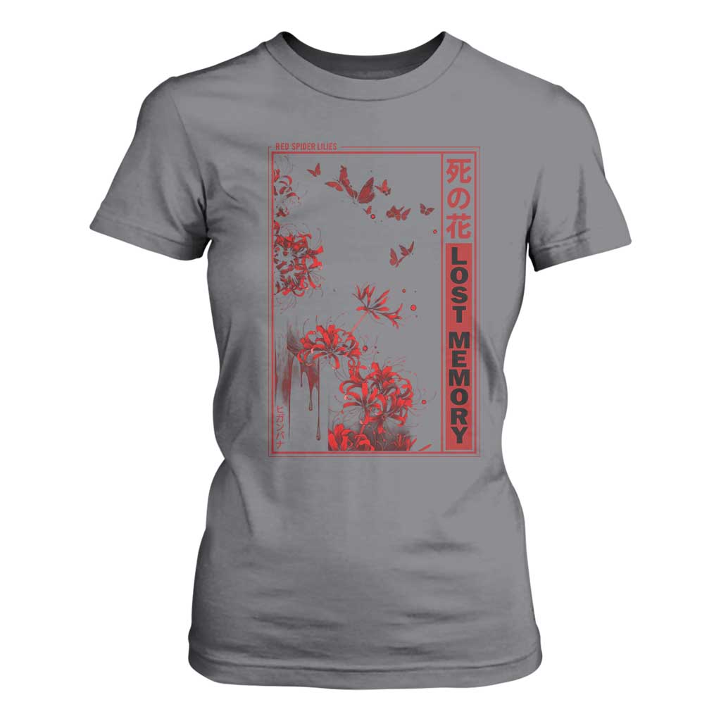 Japanese Spider Lily T Shirt For Women Soft Grunge Anime Aesthetic Flower TS10 Charcoal Print Your Wear