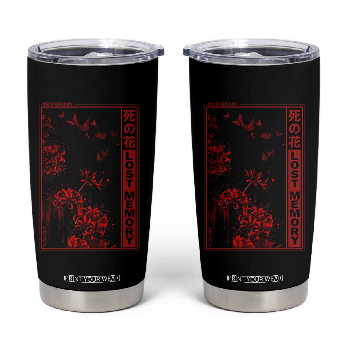 Japanese Spider Lily Tumbler Cup Soft Grunge Anime Aesthetic Flower TS10 Black Print Your Wear