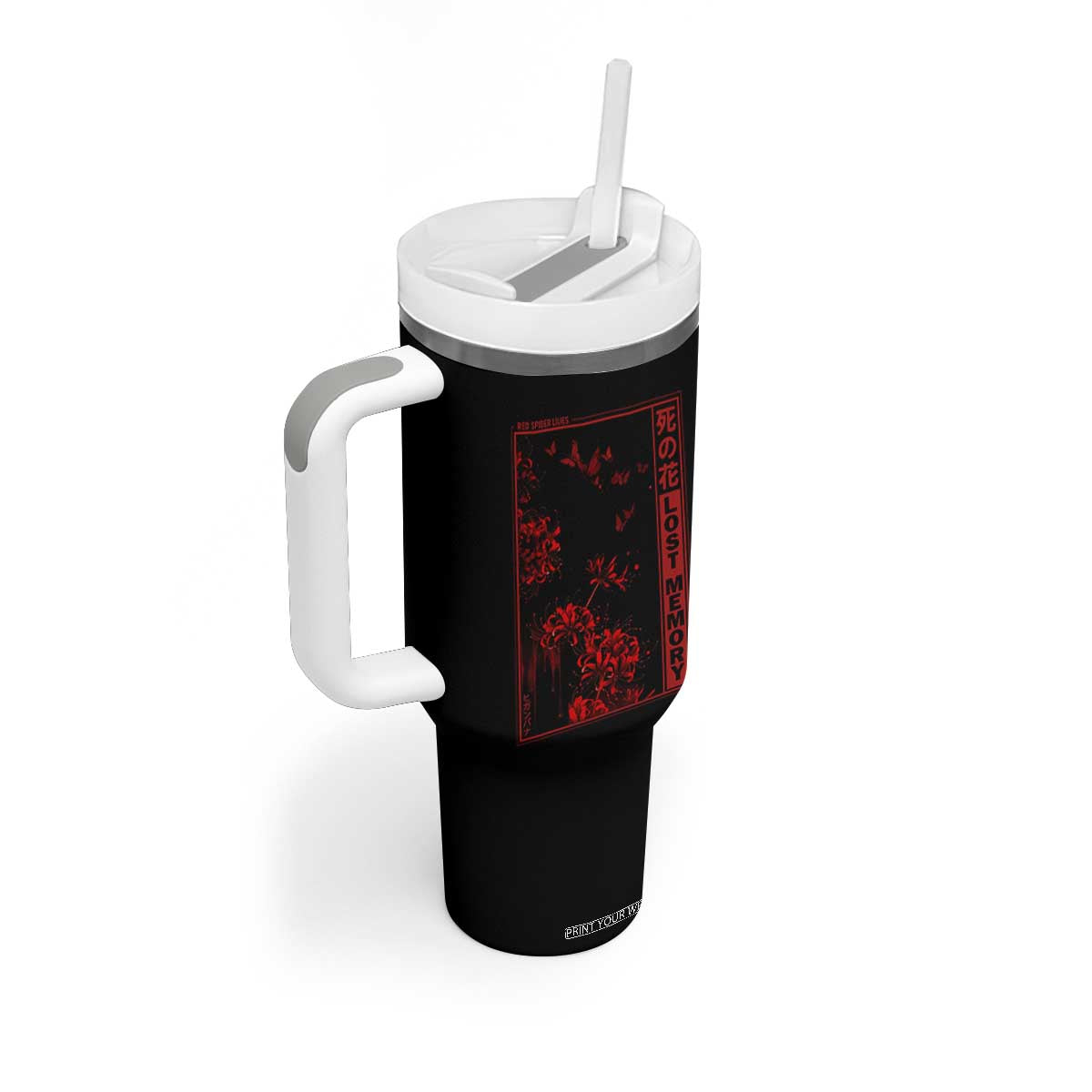 Japanese Spider Lily Tumbler With Handle Soft Grunge Anime Aesthetic Flower TS10 Print Your Wear