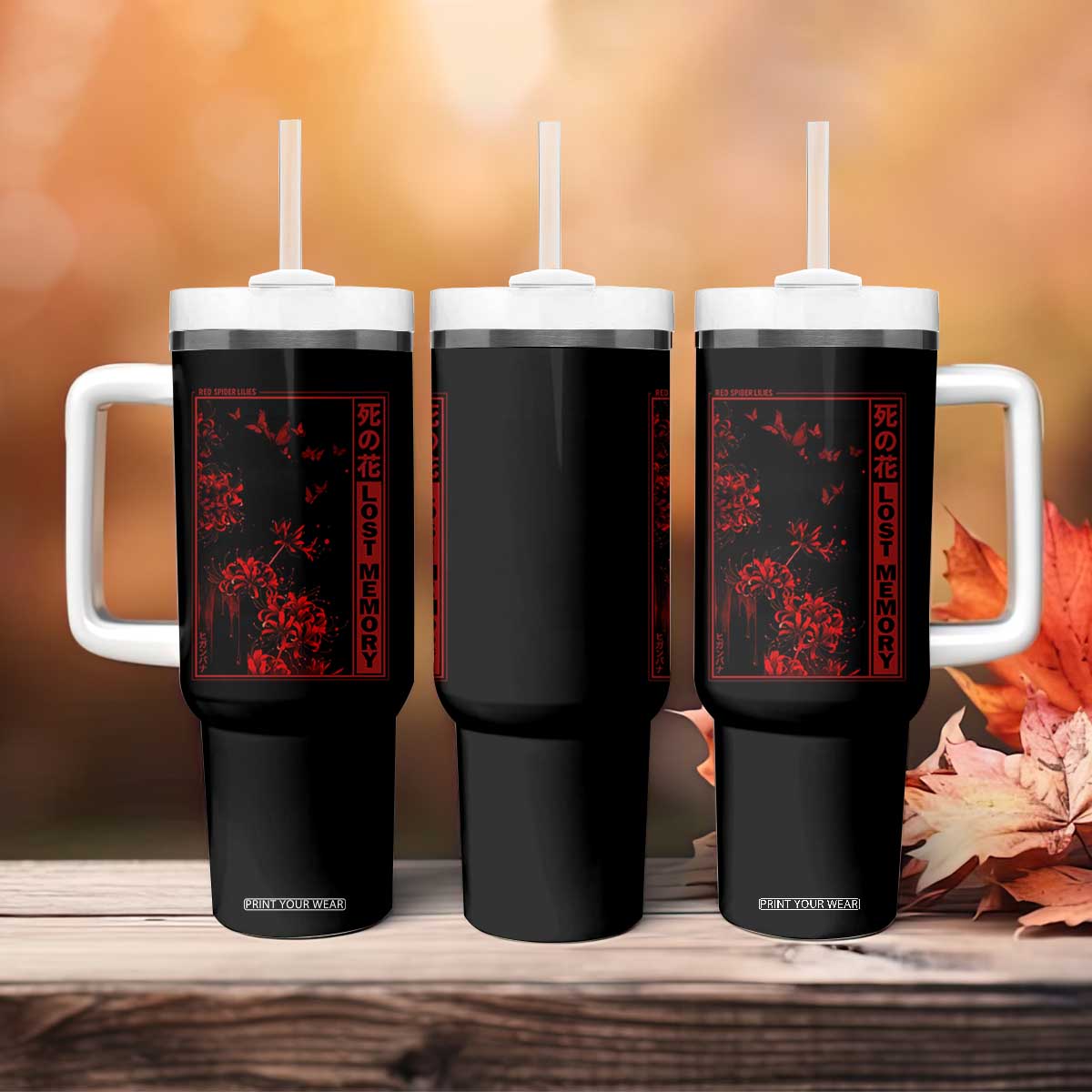 Japanese Spider Lily Tumbler With Handle Soft Grunge Anime Aesthetic Flower TS10 Print Your Wear