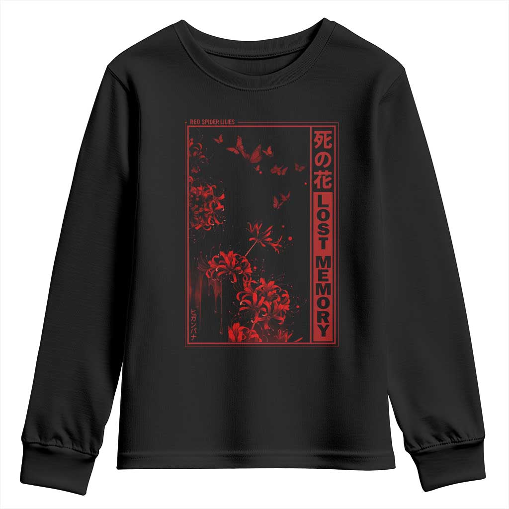 Japanese Spider Lily Youth Sweatshirt Soft Grunge Anime Aesthetic Flower TS10 Black Print Your Wear