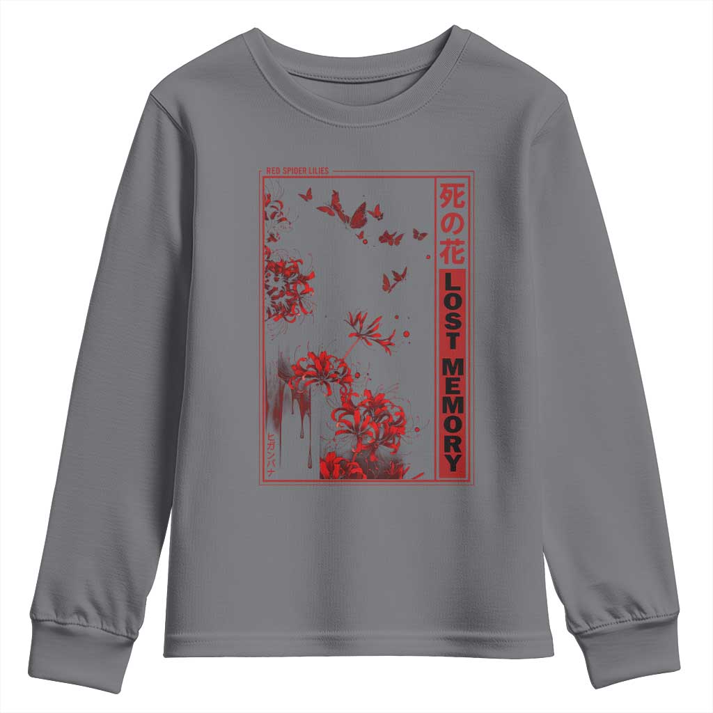 Japanese Spider Lily Youth Sweatshirt Soft Grunge Anime Aesthetic Flower TS10 Charcoal Print Your Wear