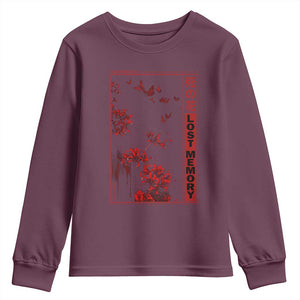 Japanese Spider Lily Youth Sweatshirt Soft Grunge Anime Aesthetic Flower TS10 Maroon Print Your Wear