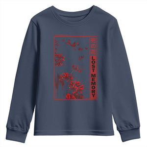 Japanese Spider Lily Youth Sweatshirt Soft Grunge Anime Aesthetic Flower TS10 Navy Print Your Wear