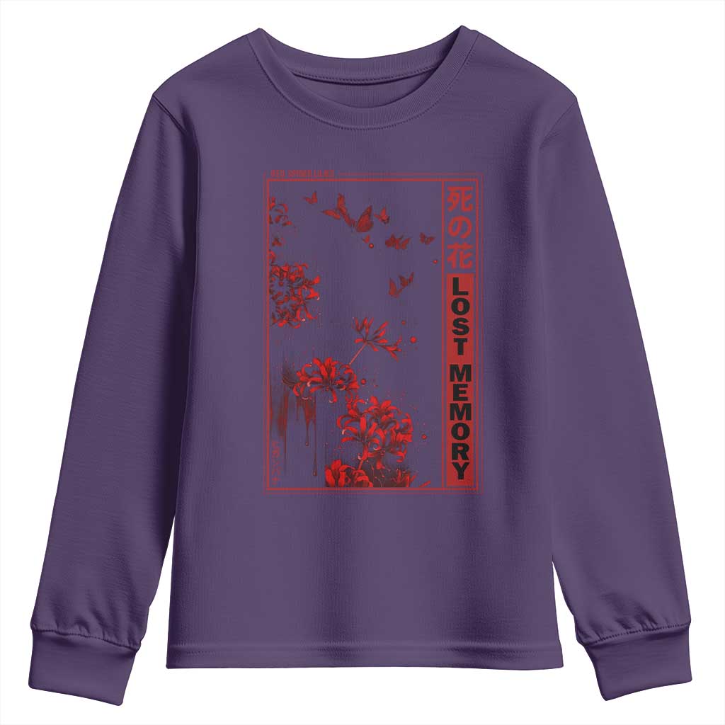 Japanese Spider Lily Youth Sweatshirt Soft Grunge Anime Aesthetic Flower TS10 Purple Print Your Wear
