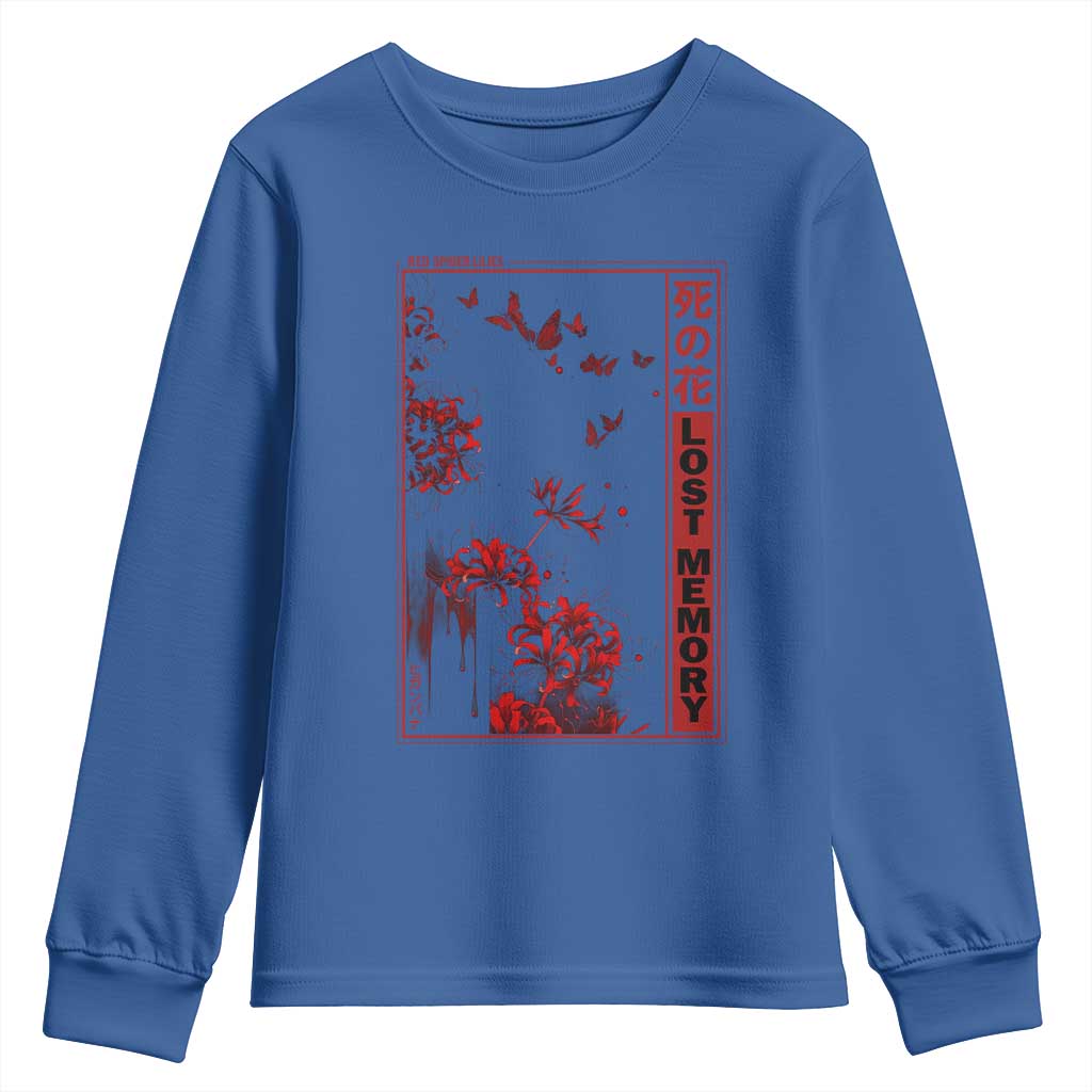 Japanese Spider Lily Youth Sweatshirt Soft Grunge Anime Aesthetic Flower TS10 Royal Blue Print Your Wear