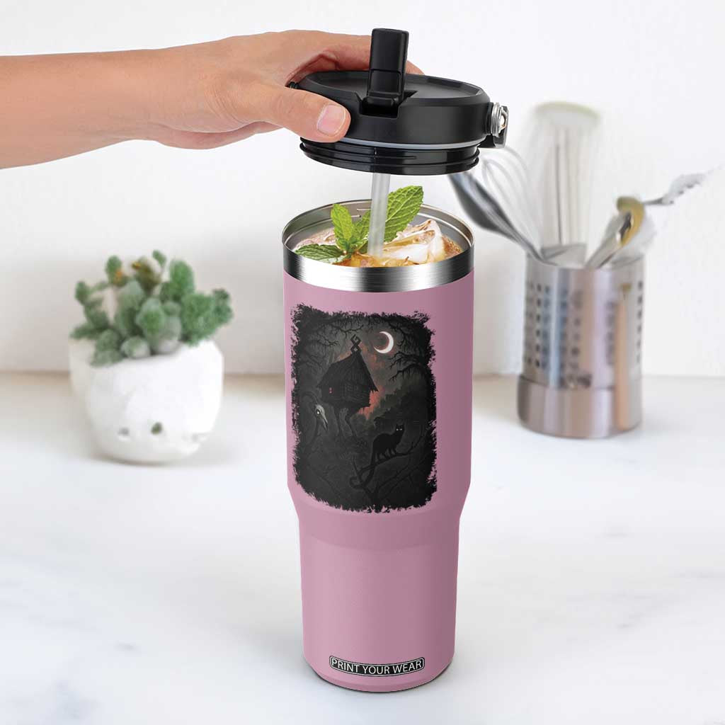 Baba Yaga House Flip Straw Tumbler Gothic Slavic Folklore Russia Fairy Tale TS10 One Size: 30 oz Light Pink Print Your Wear