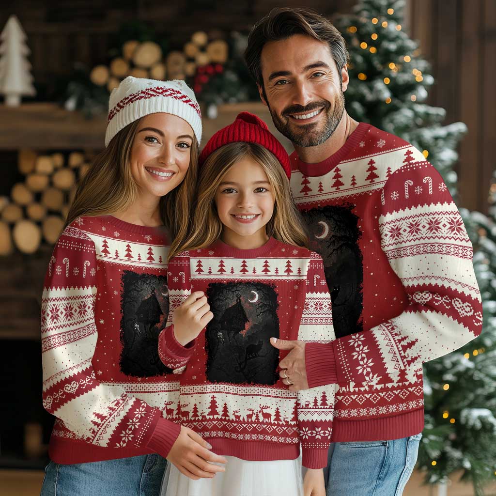 Baba Yaga House Ugly Christmas Sweater Gothic Slavic Folklore Russia Fairy Tale TS10 Red Beige Print Your Wear