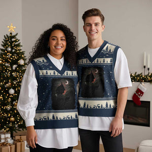 Baba Yaga House V-Neck Knit Sweater Vest Gothic Slavic Folklore Russia Fairy Tale TS10 Navy Beige Print Your Wear