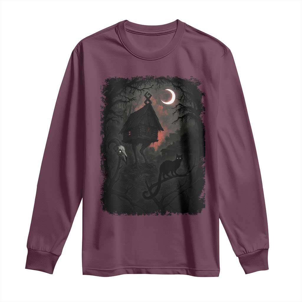 Baba Yaga House Long Sleeve Shirt Gothic Slavic Folklore Russia Fairy Tale TS10 Maroon Print Your Wear