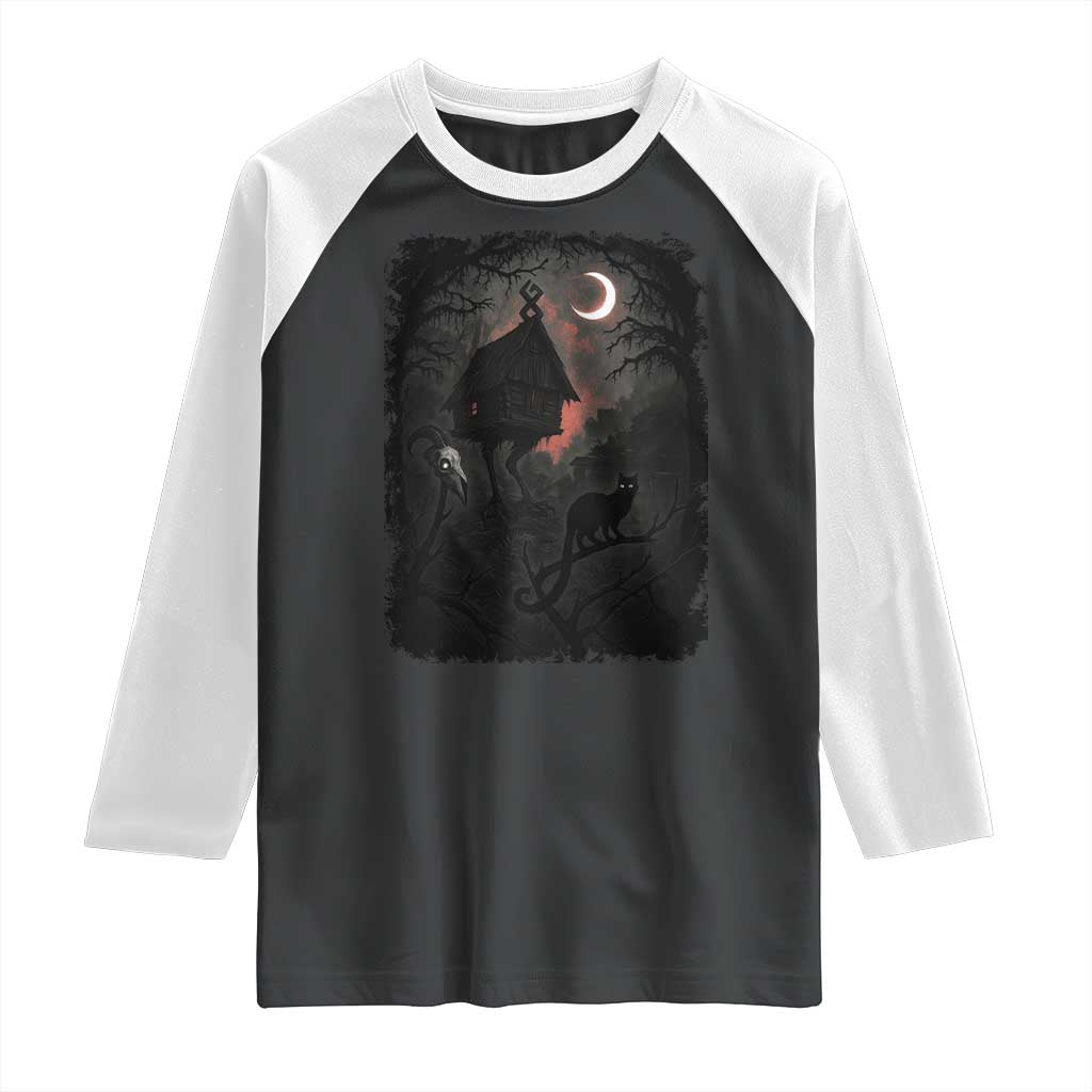 Baba Yaga House Raglan Shirt Gothic Slavic Folklore Russia Fairy Tale TS10 Black White Print Your Wear