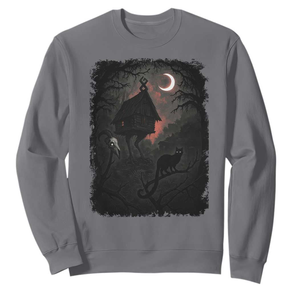 Baba Yaga House Sweatshirt Gothic Slavic Folklore Russia Fairy Tale TS10 Charcoal Print Your Wear