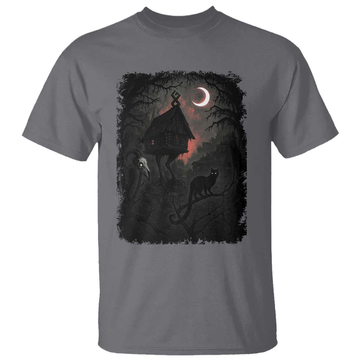 Baba Yaga House T Shirt Gothic Slavic Folklore Russia Fairy Tale TS10 Charcoal Print Your Wear