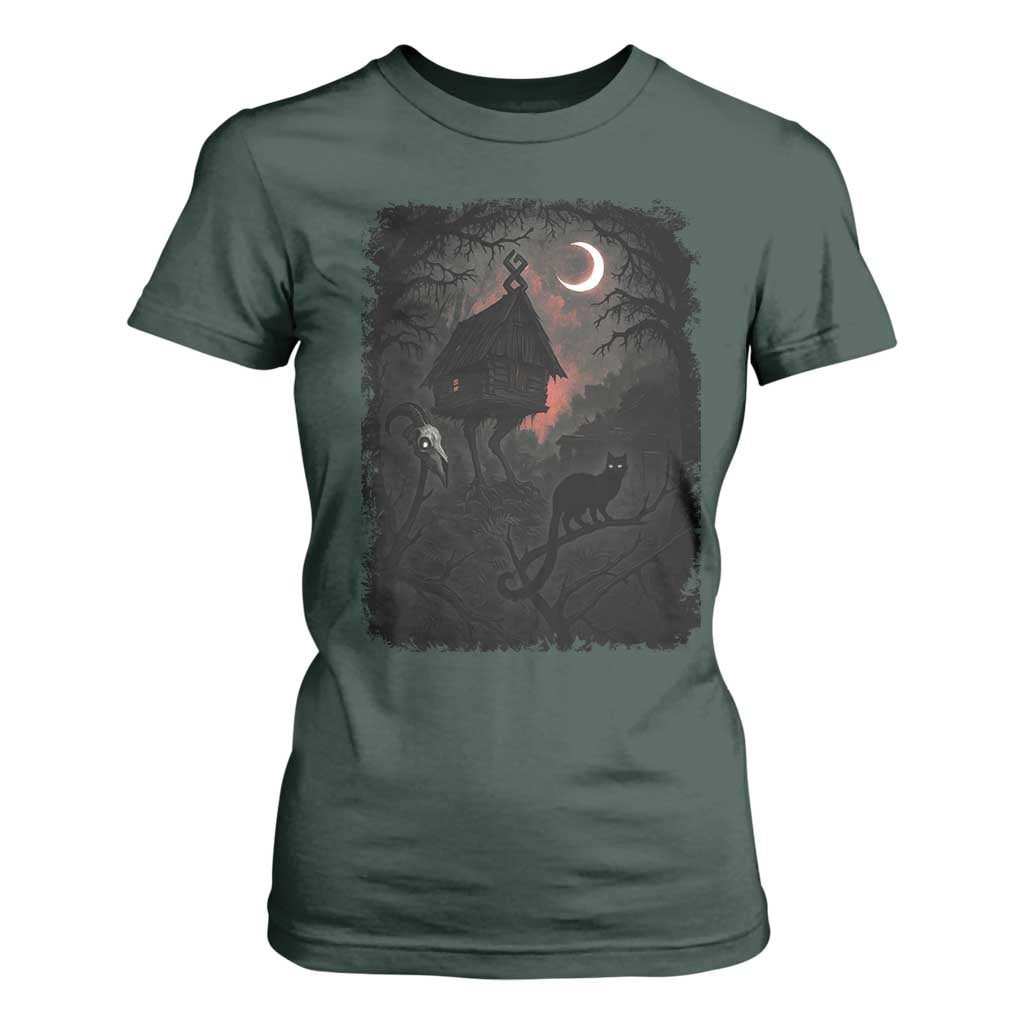 Baba Yaga House T Shirt For Women Gothic Slavic Folklore Russia Fairy Tale TS10 Dark Forest Green Print Your Wear