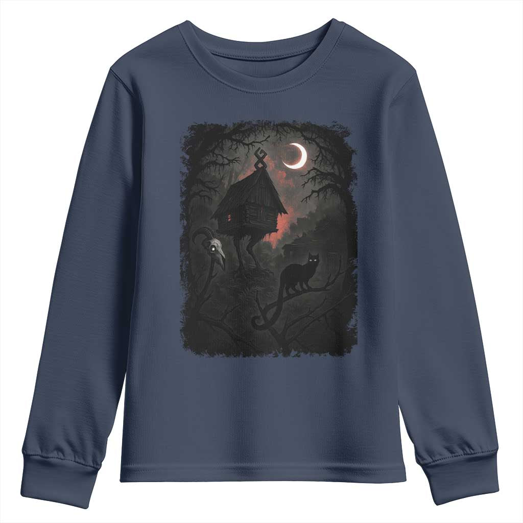Baba Yaga House Youth Sweatshirt Gothic Slavic Folklore Russia Fairy Tale TS10 Navy Print Your Wear