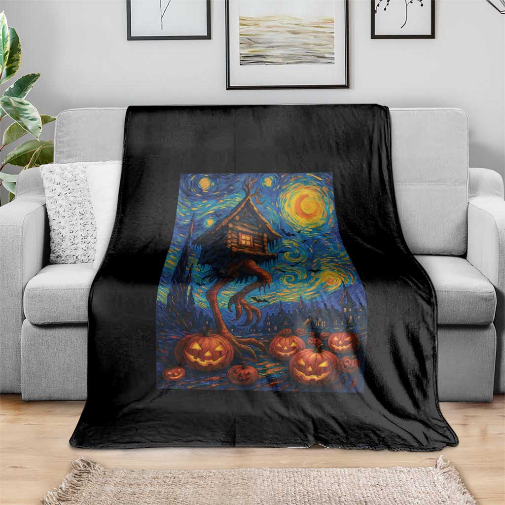 Baba Yaga House Throw Blanket Starry Night Van Gogh Slavic Folklore Russia Fairy Tale TS10 Print Your Wear