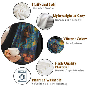 Baba Yaga House Throw Blanket Starry Night Van Gogh Slavic Folklore Russia Fairy Tale TS10 Print Your Wear