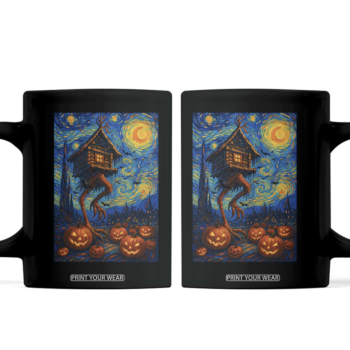 Baba Yaga House Coffee Mug Starry Night Van Gogh Slavic Folklore Russia Fairy Tale TS10 Black Print Your Wear