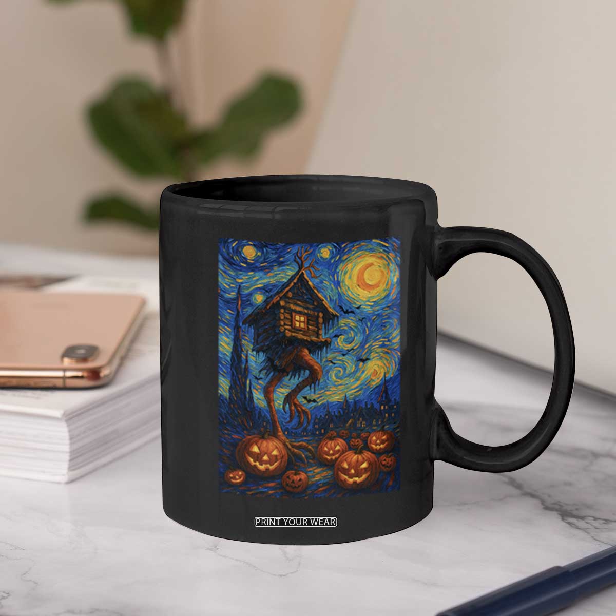 Baba Yaga House Coffee Mug Starry Night Van Gogh Slavic Folklore Russia Fairy Tale TS10 Print Your Wear