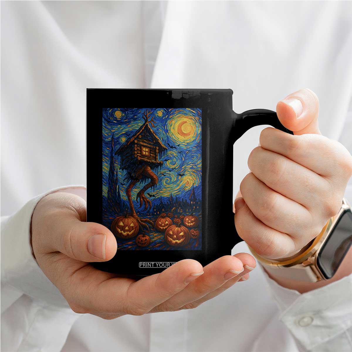 Baba Yaga House Coffee Mug Starry Night Van Gogh Slavic Folklore Russia Fairy Tale TS10 Print Your Wear