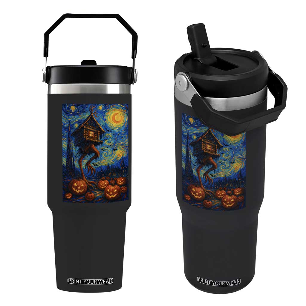 Baba Yaga House Flip Straw Tumbler Starry Night Van Gogh Slavic Folklore Russia Fairy Tale TS10 One Size: 30 oz Black Print Your Wear