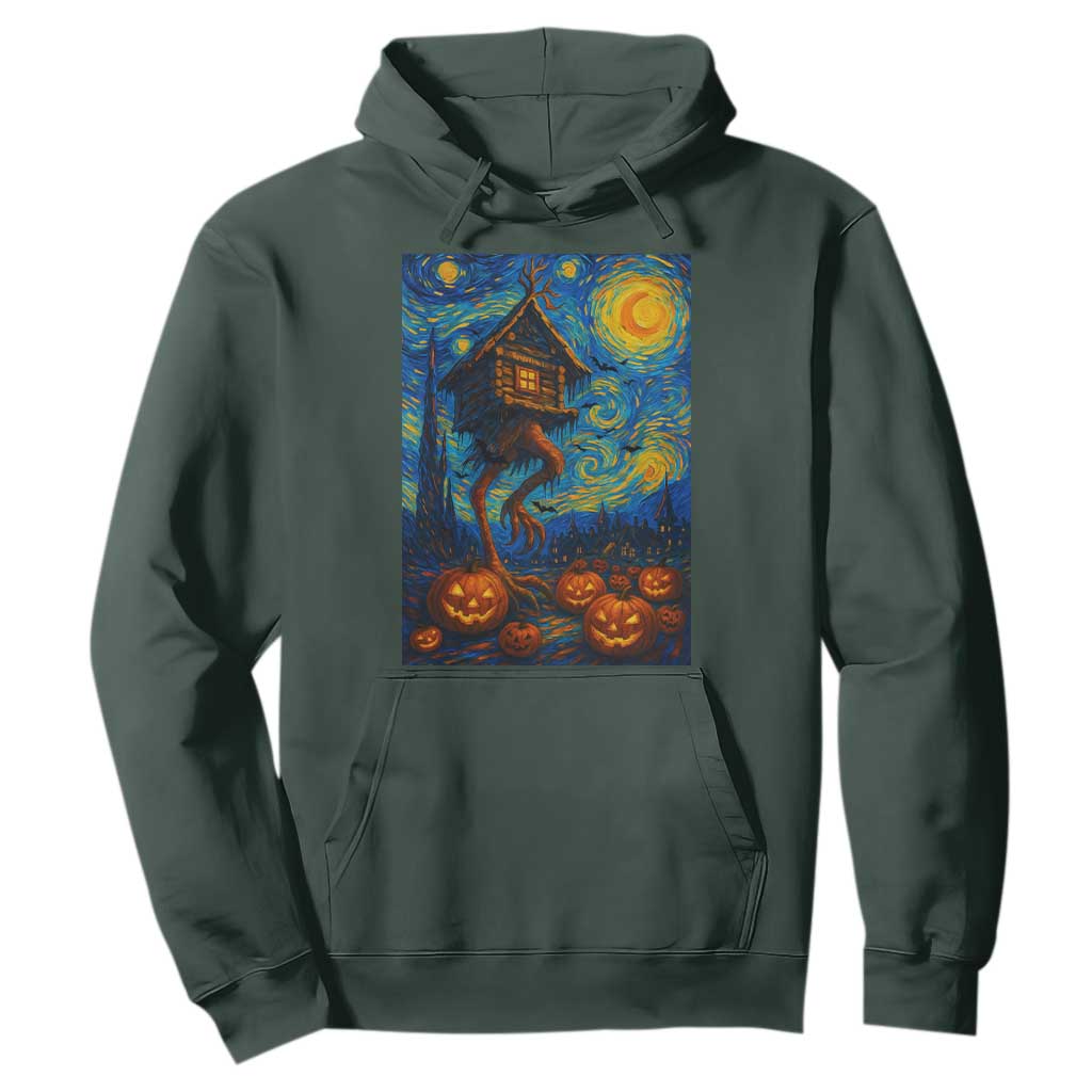Baba Yaga House Hoodie Starry Night Van Gogh Slavic Folklore Russia Fairy Tale TS10 Dark Forest Green Print Your Wear
