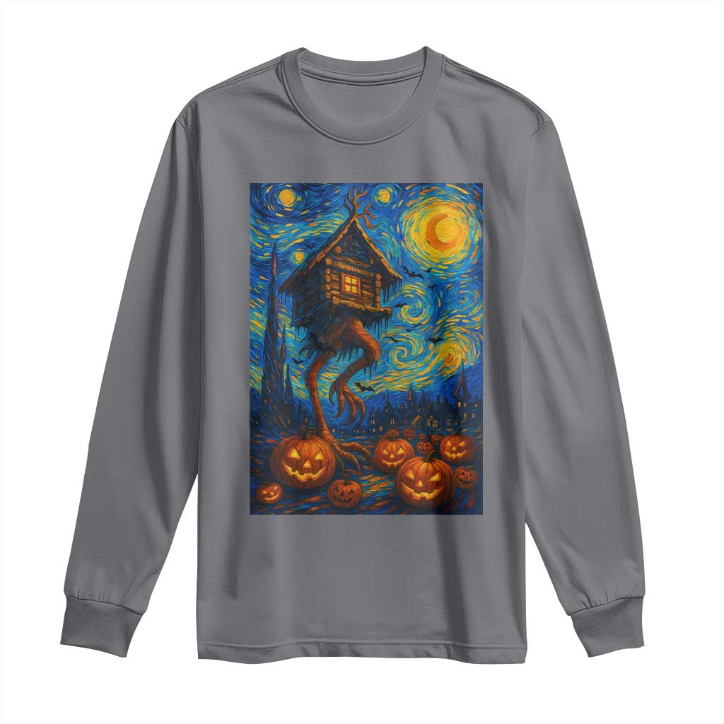 Baba Yaga House Long Sleeve Shirt Starry Night Van Gogh Slavic Folklore Russia Fairy Tale TS10 Charcoal Print Your Wear