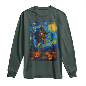 Baba Yaga House Long Sleeve Shirt Starry Night Van Gogh Slavic Folklore Russia Fairy Tale TS10 Dark Forest Green Print Your Wear