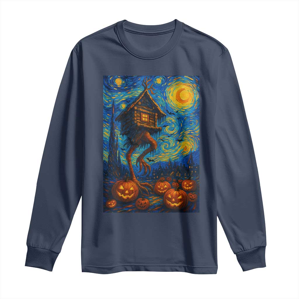 Baba Yaga House Long Sleeve Shirt Starry Night Van Gogh Slavic Folklore Russia Fairy Tale TS10 Navy Print Your Wear