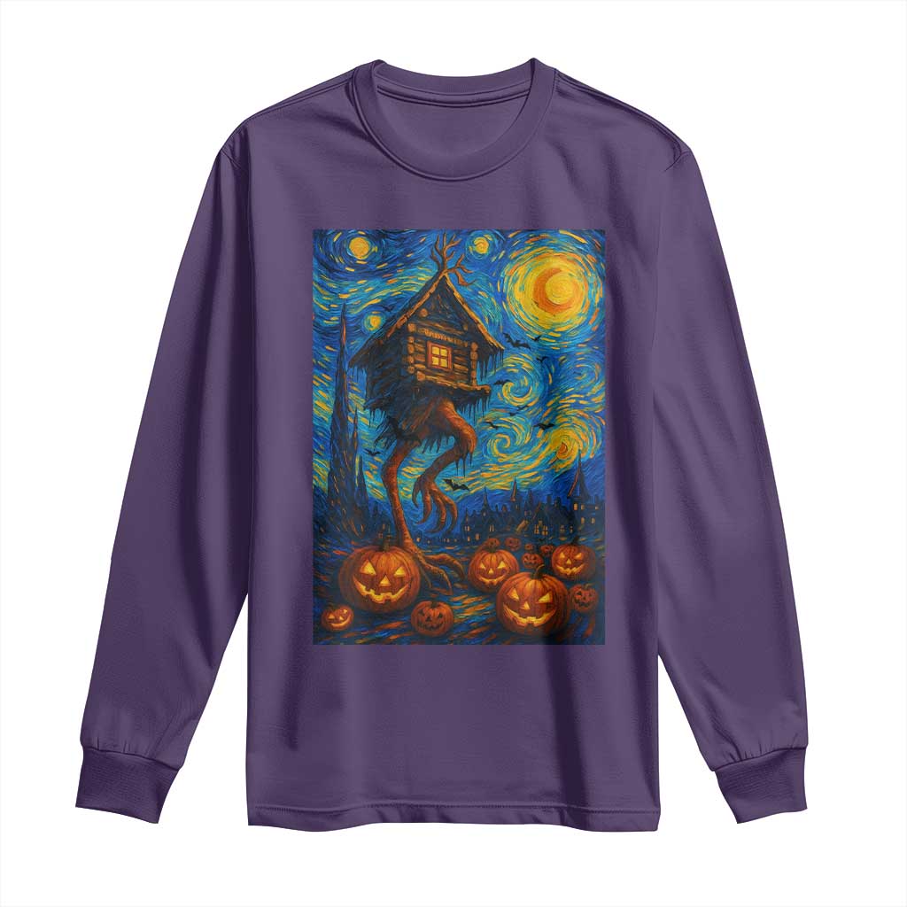 Baba Yaga House Long Sleeve Shirt Starry Night Van Gogh Slavic Folklore Russia Fairy Tale TS10 Purple Print Your Wear