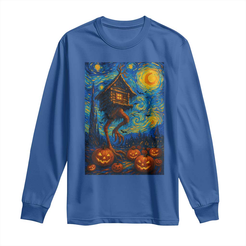 Baba Yaga House Long Sleeve Shirt Starry Night Van Gogh Slavic Folklore Russia Fairy Tale TS10 Royal Blue Print Your Wear
