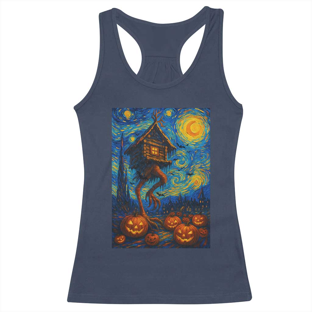 Baba Yaga House Racerback Tank Top Starry Night Van Gogh Slavic Folklore Russia Fairy Tale TS10 Navy Print Your Wear