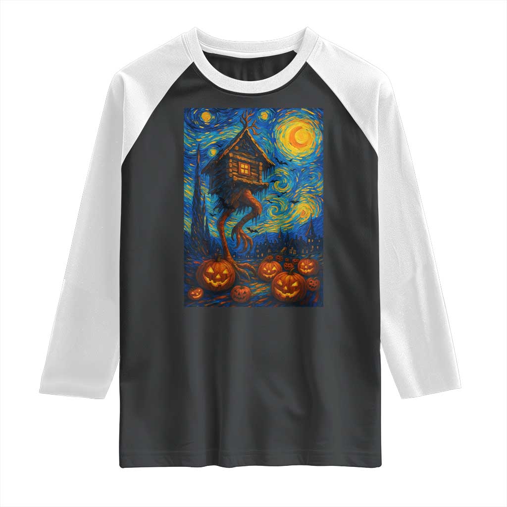 Baba Yaga House Raglan Shirt Starry Night Van Gogh Slavic Folklore Russia Fairy Tale TS10 Black White Print Your Wear