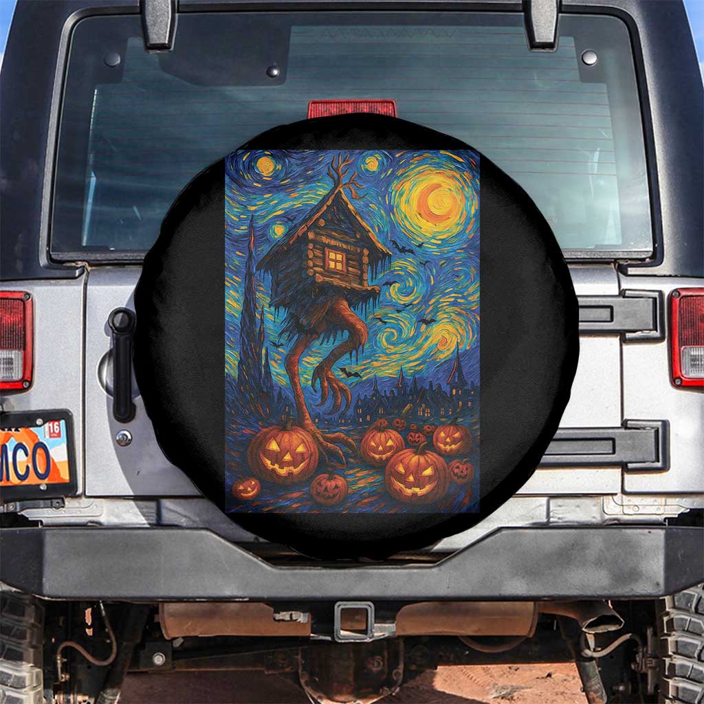 Baba Yaga House Spare Tire Cover Starry Night Van Gogh Slavic Folklore Russia Fairy Tale TS10 No hole Black Print Your Wear