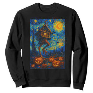 Baba Yaga House Sweatshirt Starry Night Van Gogh Slavic Folklore Russia Fairy Tale TS10 Black Print Your Wear