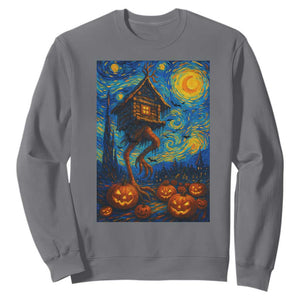Baba Yaga House Sweatshirt Starry Night Van Gogh Slavic Folklore Russia Fairy Tale TS10 Charcoal Print Your Wear