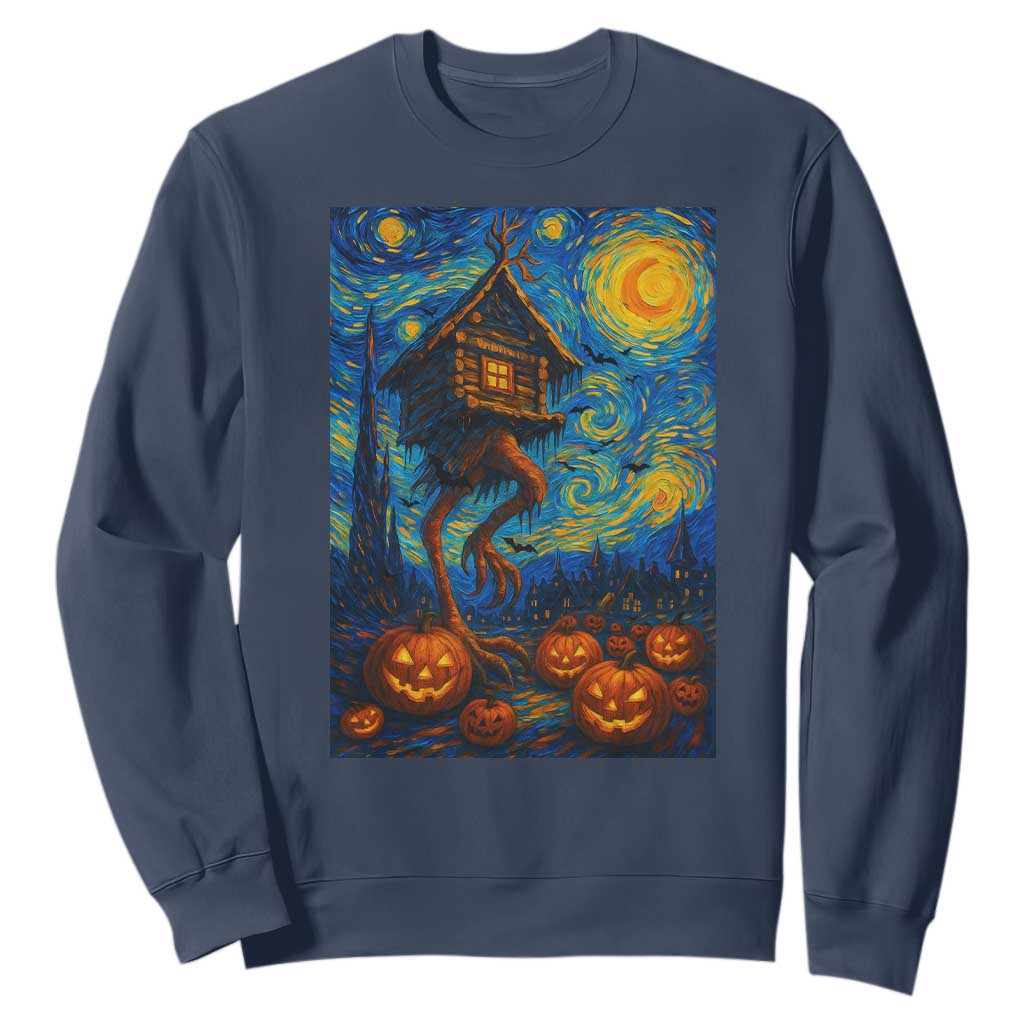 Baba Yaga House Sweatshirt Starry Night Van Gogh Slavic Folklore Russia Fairy Tale TS10 Navy Print Your Wear