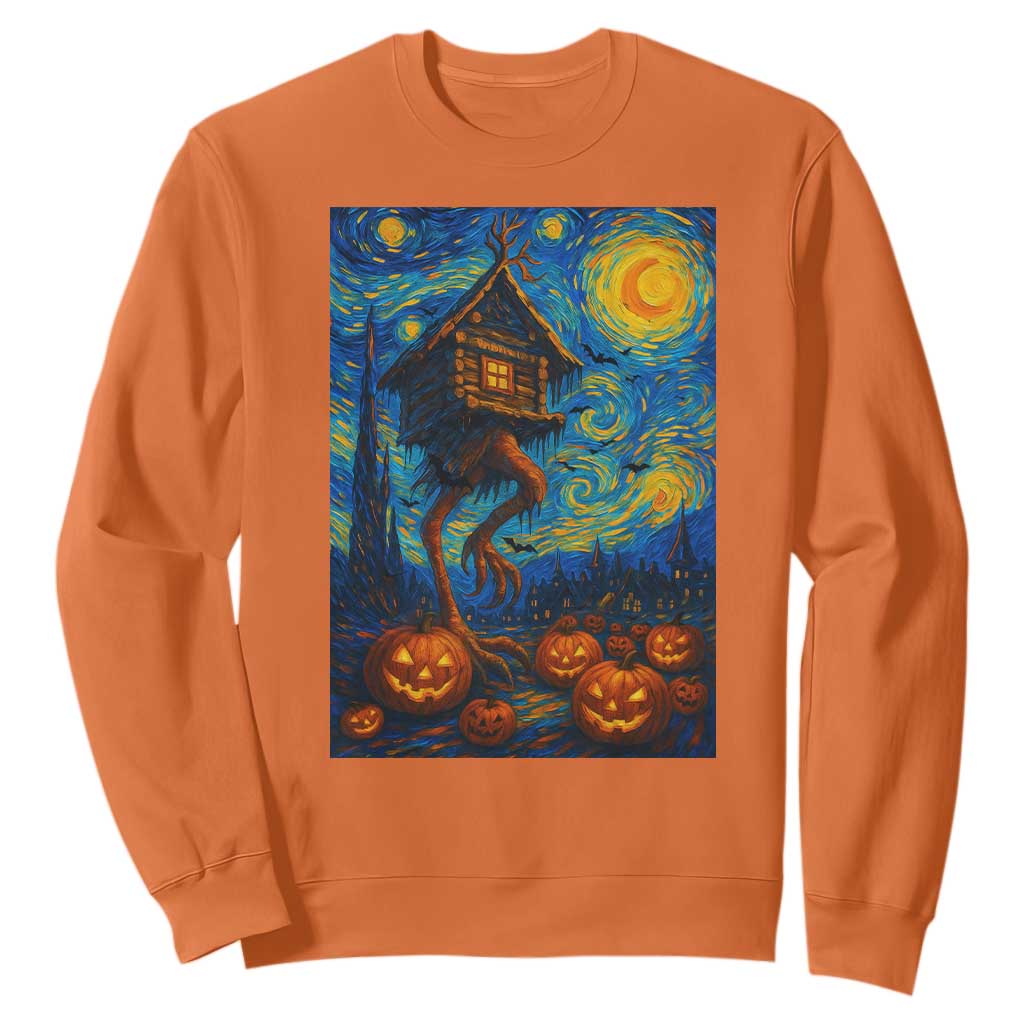 Baba Yaga House Sweatshirt Starry Night Van Gogh Slavic Folklore Russia Fairy Tale TS10 Orange Print Your Wear