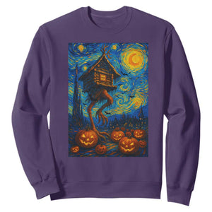 Baba Yaga House Sweatshirt Starry Night Van Gogh Slavic Folklore Russia Fairy Tale TS10 Purple Print Your Wear