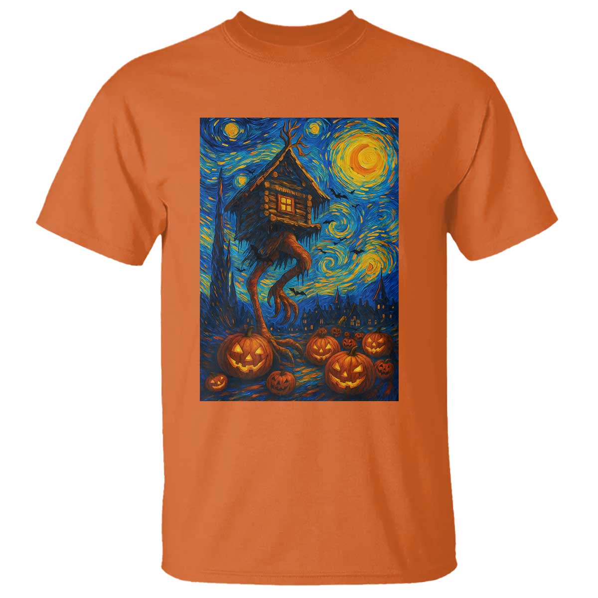 Baba Yaga House T Shirt Starry Night Van Gogh Slavic Folklore Russia Fairy Tale TS10 Orange Print Your Wear