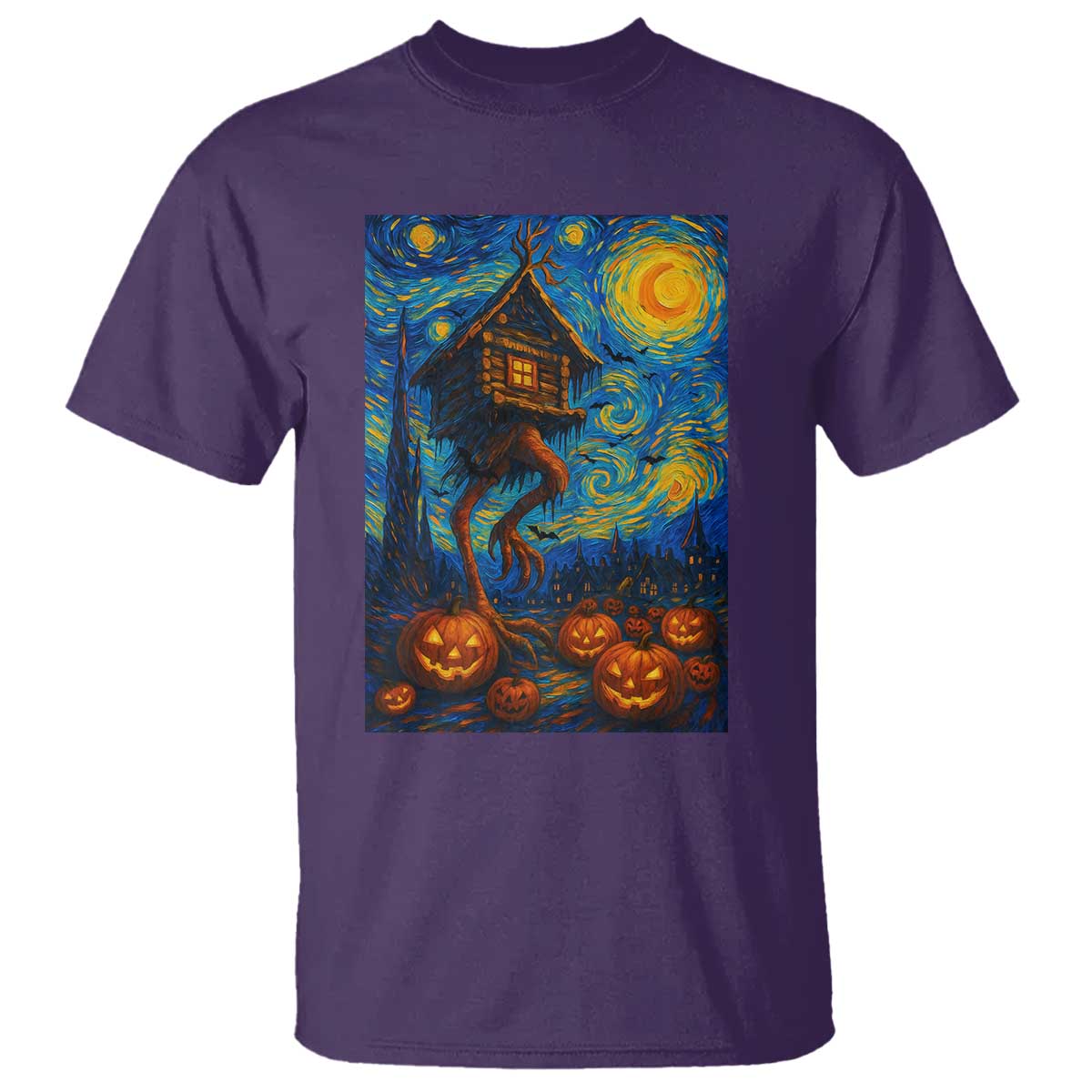 Baba Yaga House T Shirt Starry Night Van Gogh Slavic Folklore Russia Fairy Tale TS10 Purple Print Your Wear