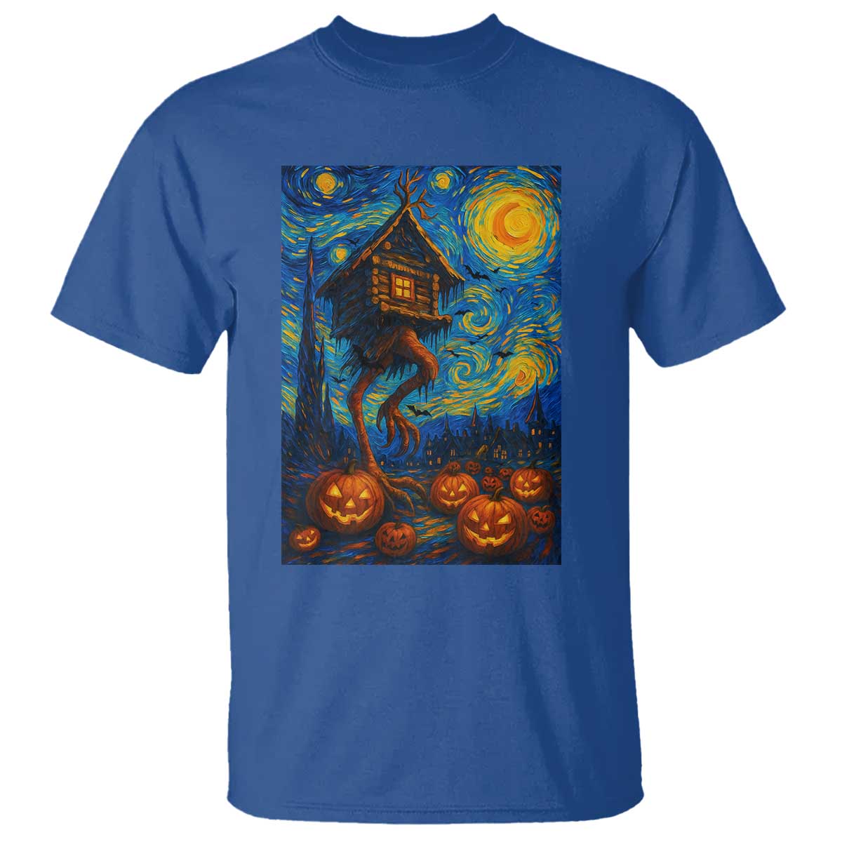 Baba Yaga House T Shirt Starry Night Van Gogh Slavic Folklore Russia Fairy Tale TS10 Royal Blue Print Your Wear