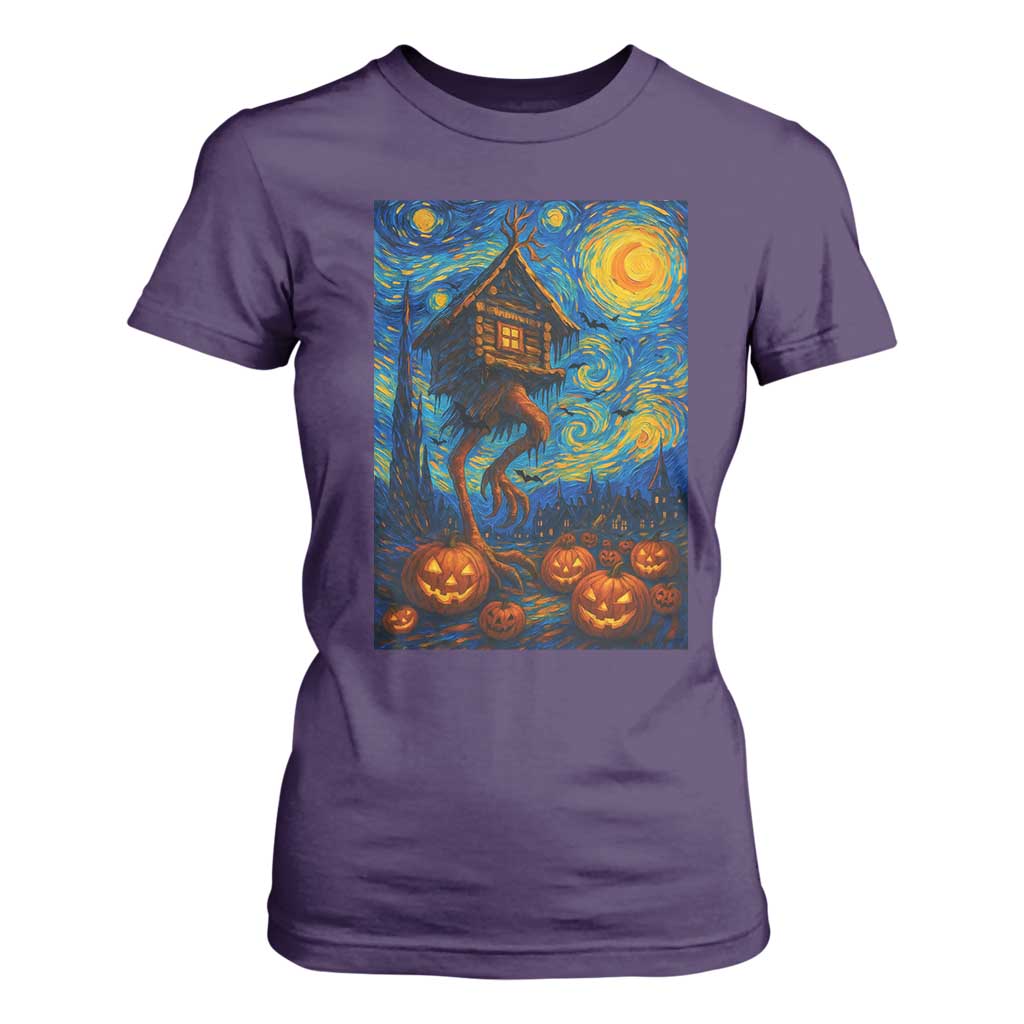 Baba Yaga House T Shirt For Women Starry Night Van Gogh Slavic Folklore Russia Fairy Tale TS10 Purple Print Your Wear