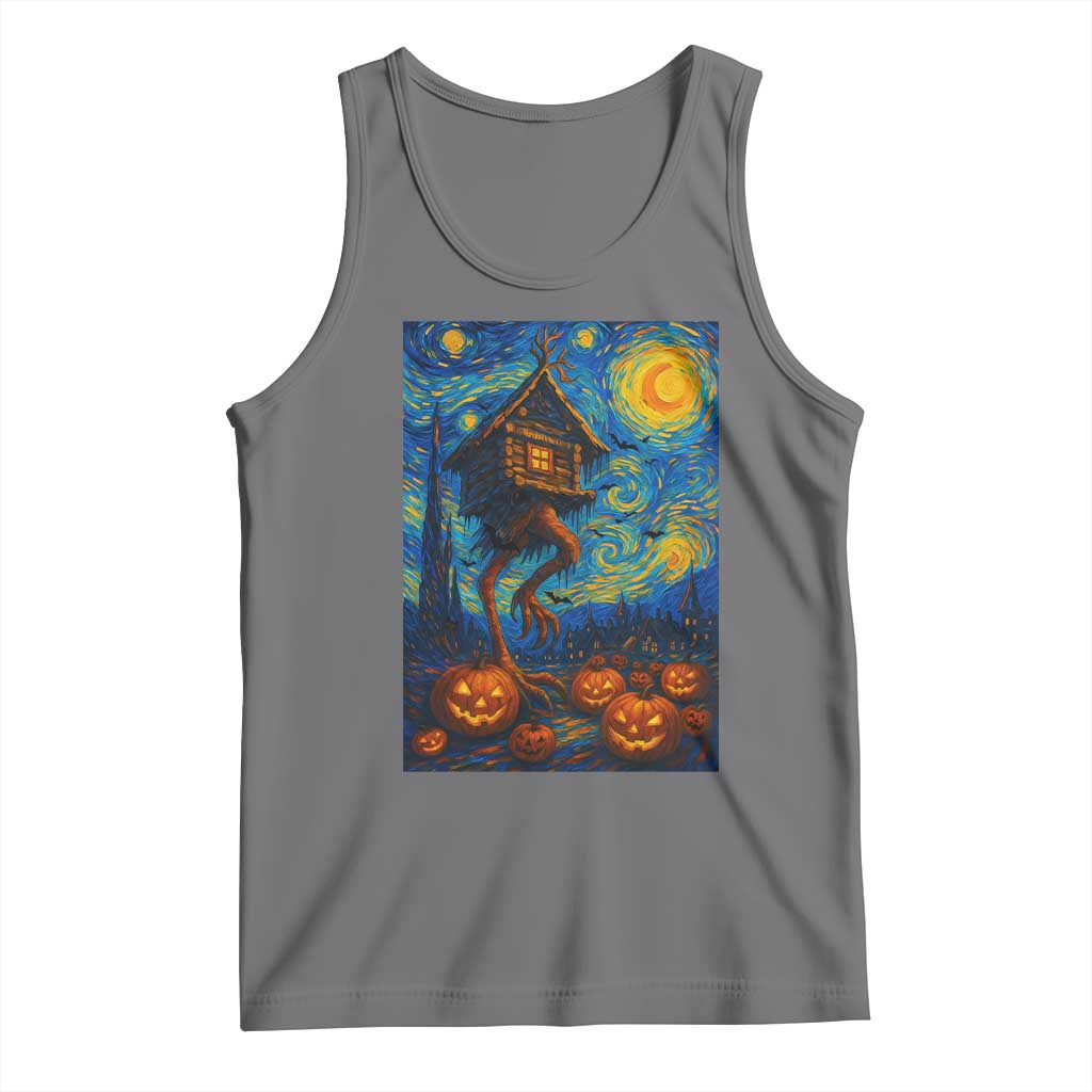 Baba Yaga House Tank Top Starry Night Van Gogh Slavic Folklore Russia Fairy Tale TS10 Black Heather Print Your Wear