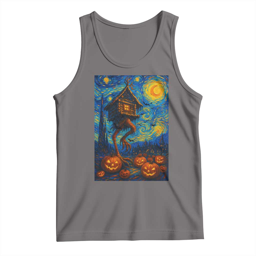 Baba Yaga House Tank Top Starry Night Van Gogh Slavic Folklore Russia Fairy Tale TS10 Deep Heather Print Your Wear