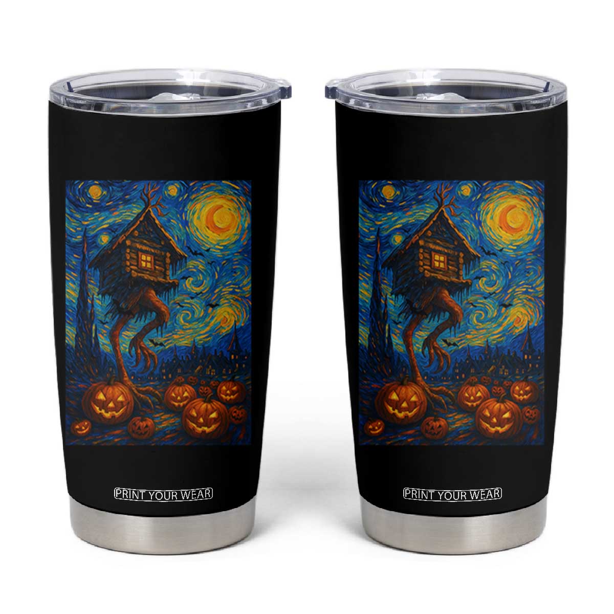 Baba Yaga House Tumbler Cup Starry Night Van Gogh Slavic Folklore Russia Fairy Tale TS10 Black Print Your Wear