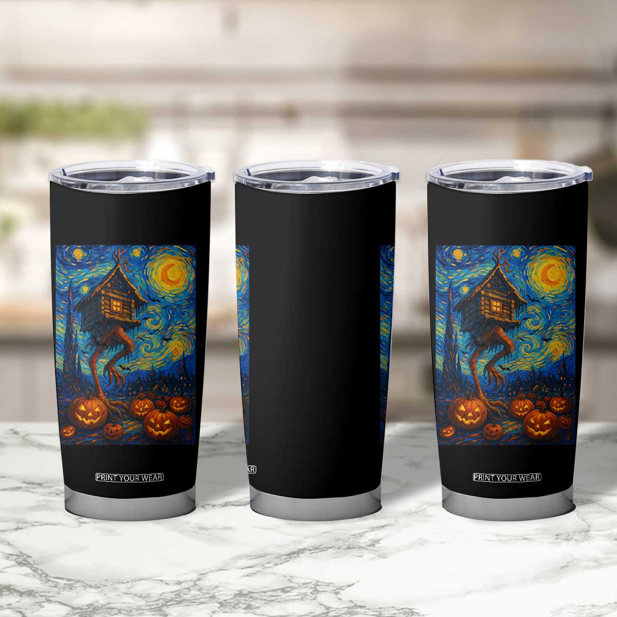 Baba Yaga House Tumbler Cup Starry Night Van Gogh Slavic Folklore Russia Fairy Tale TS10 Print Your Wear
