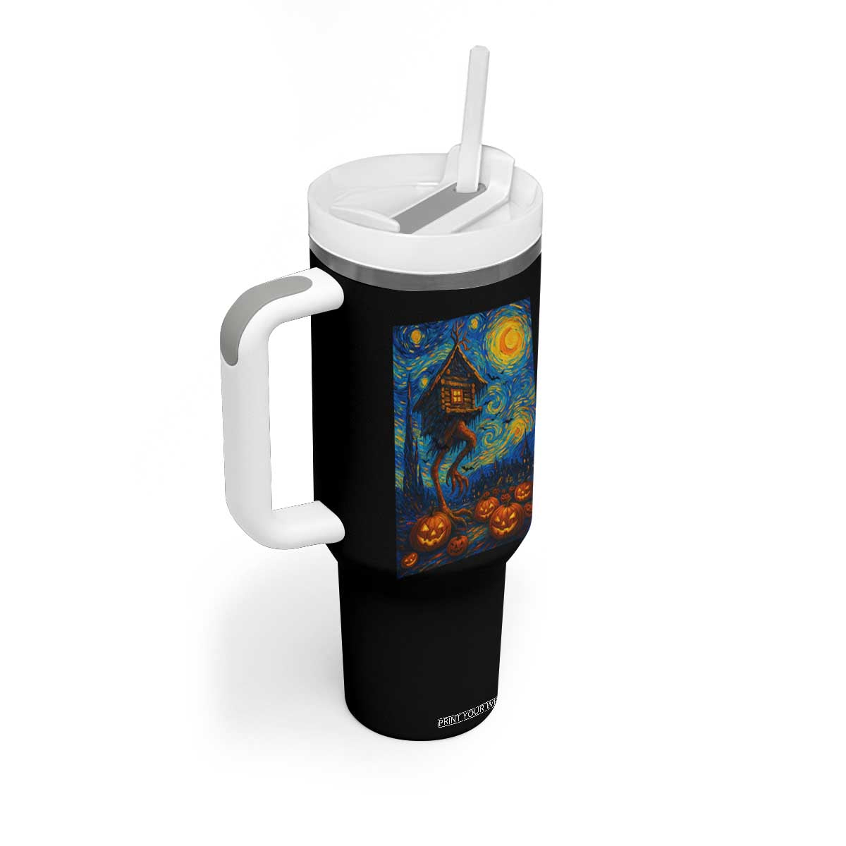 Baba Yaga House Tumbler With Handle Starry Night Van Gogh Slavic Folklore Russia Fairy Tale TS10 Print Your Wear