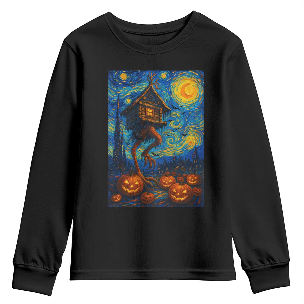 Baba Yaga House Youth Sweatshirt Starry Night Van Gogh Slavic Folklore Russia Fairy Tale TS10 Black Print Your Wear